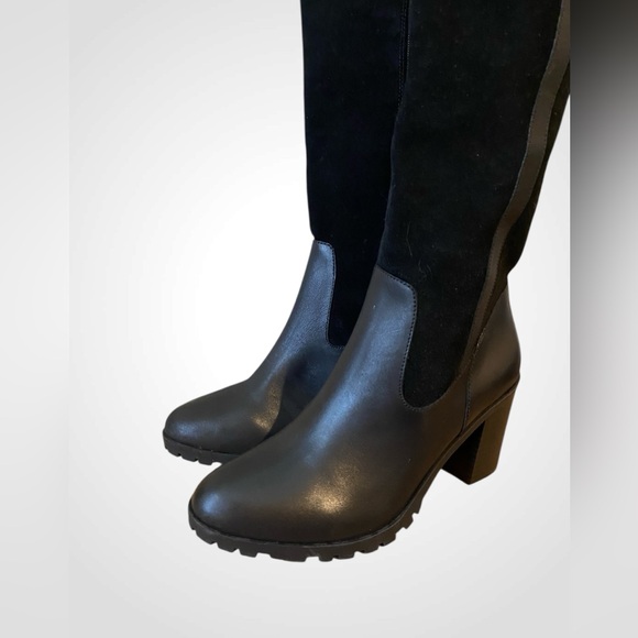 Giani Bernini | GB Kaidyn Black Genuine Leather & Suede Knee High Boots NWOB 7.5 - Picture 3 of 12